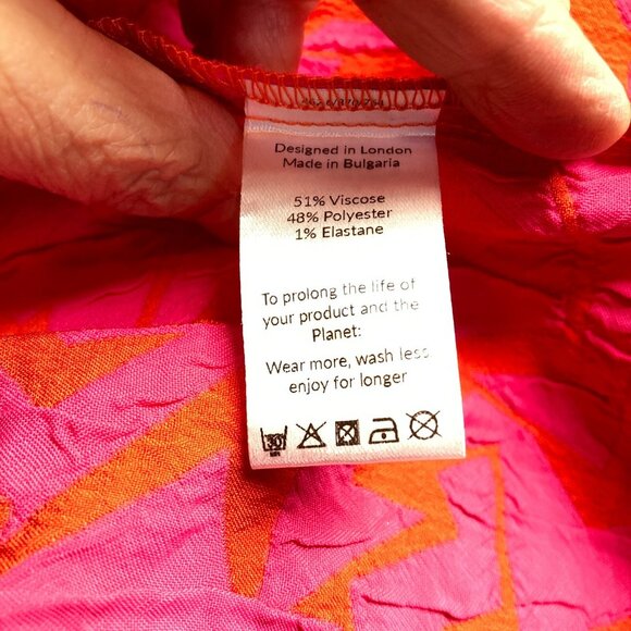 Saint & Sofia Victoria Festival Jacquard Shift Dress, Size 2, Red & Pink, Ruffle - Picture 9 of 11